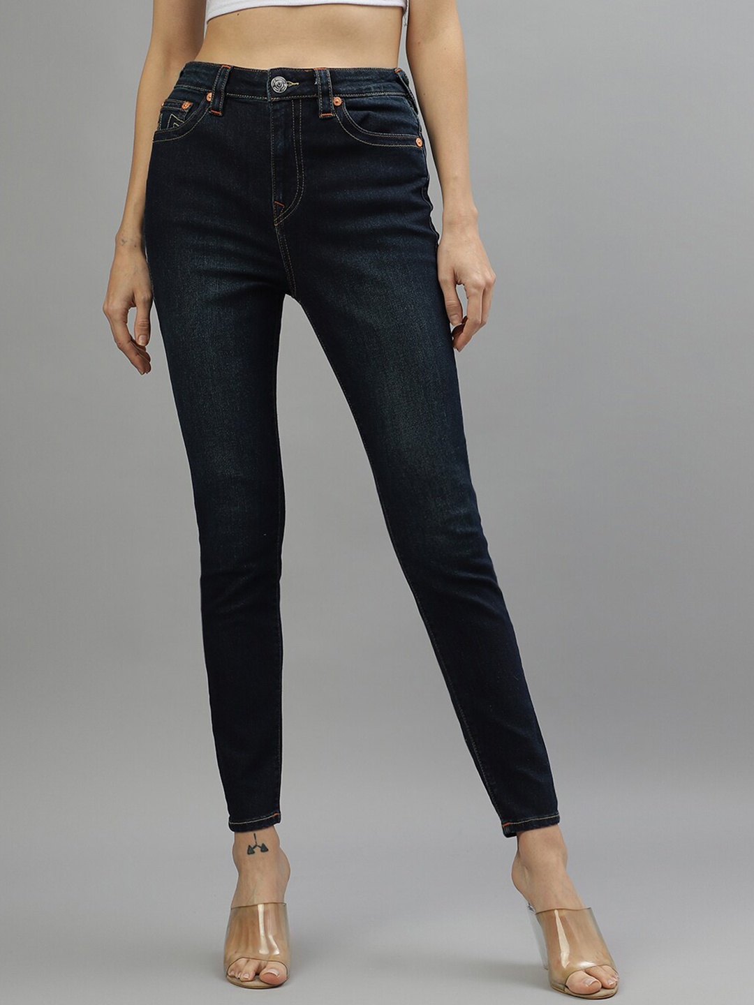 

True Religion Women Super T Jennie Clean Look Super Skinny Fit Stretchable Jeans, Blue