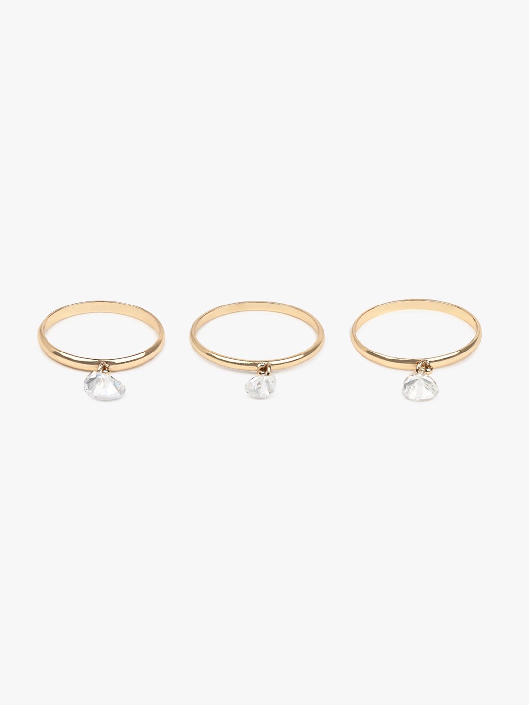 

ALDO Set of 3 Gold-Plated Stone-Studded Finger Rings