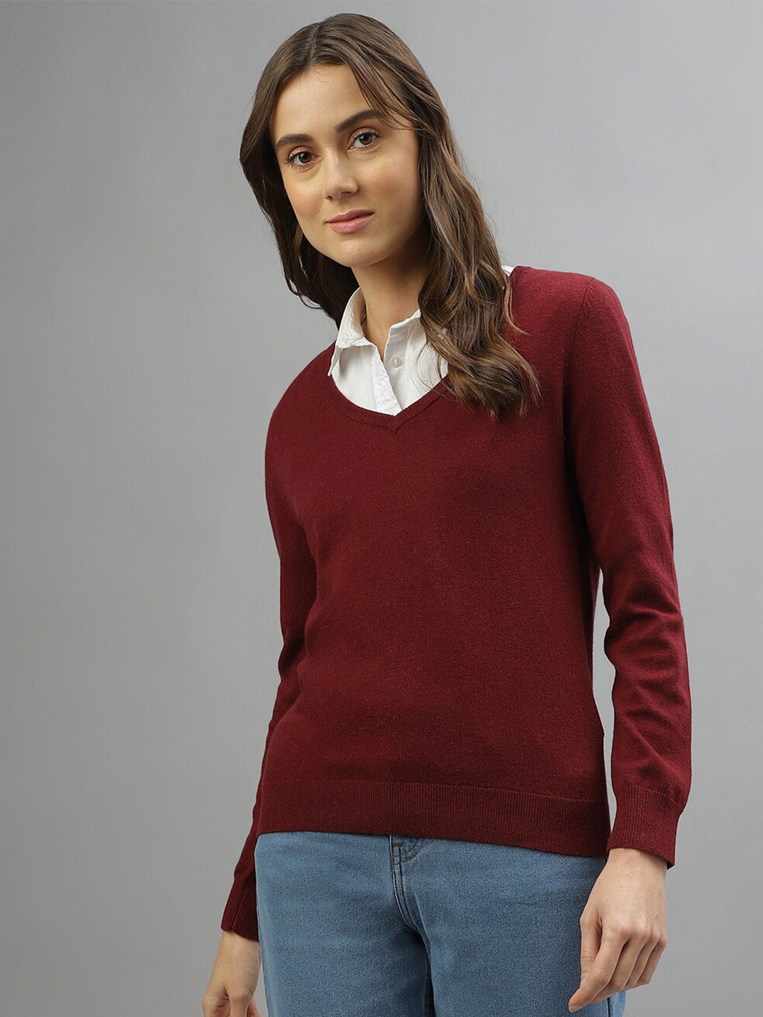 

GANT V-Neck Long Sleeves Pullover Sweater, Red