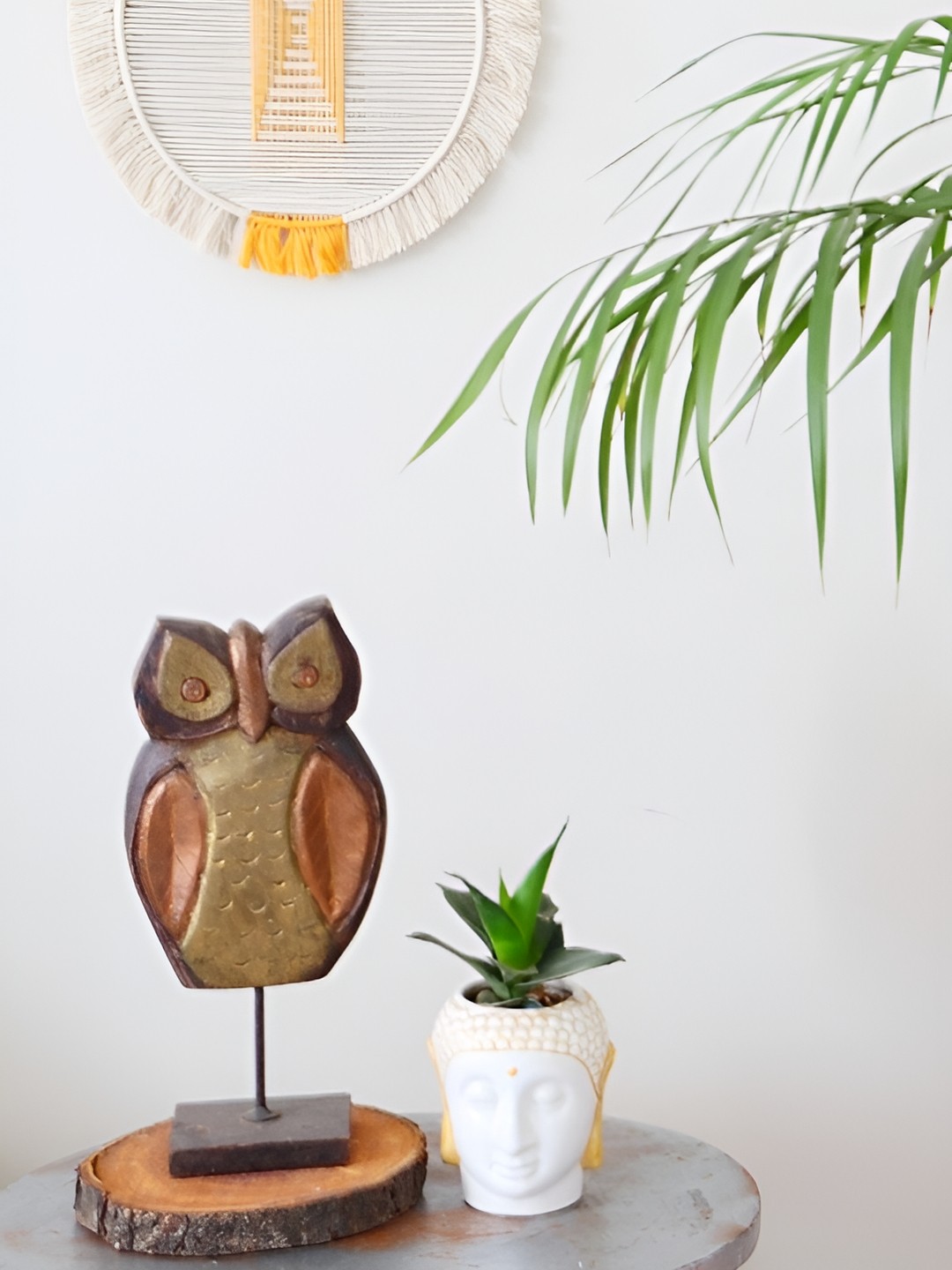 

Classy Tulip White & Mustard Yellow Geometric Hoop Fabric Wall Decor
