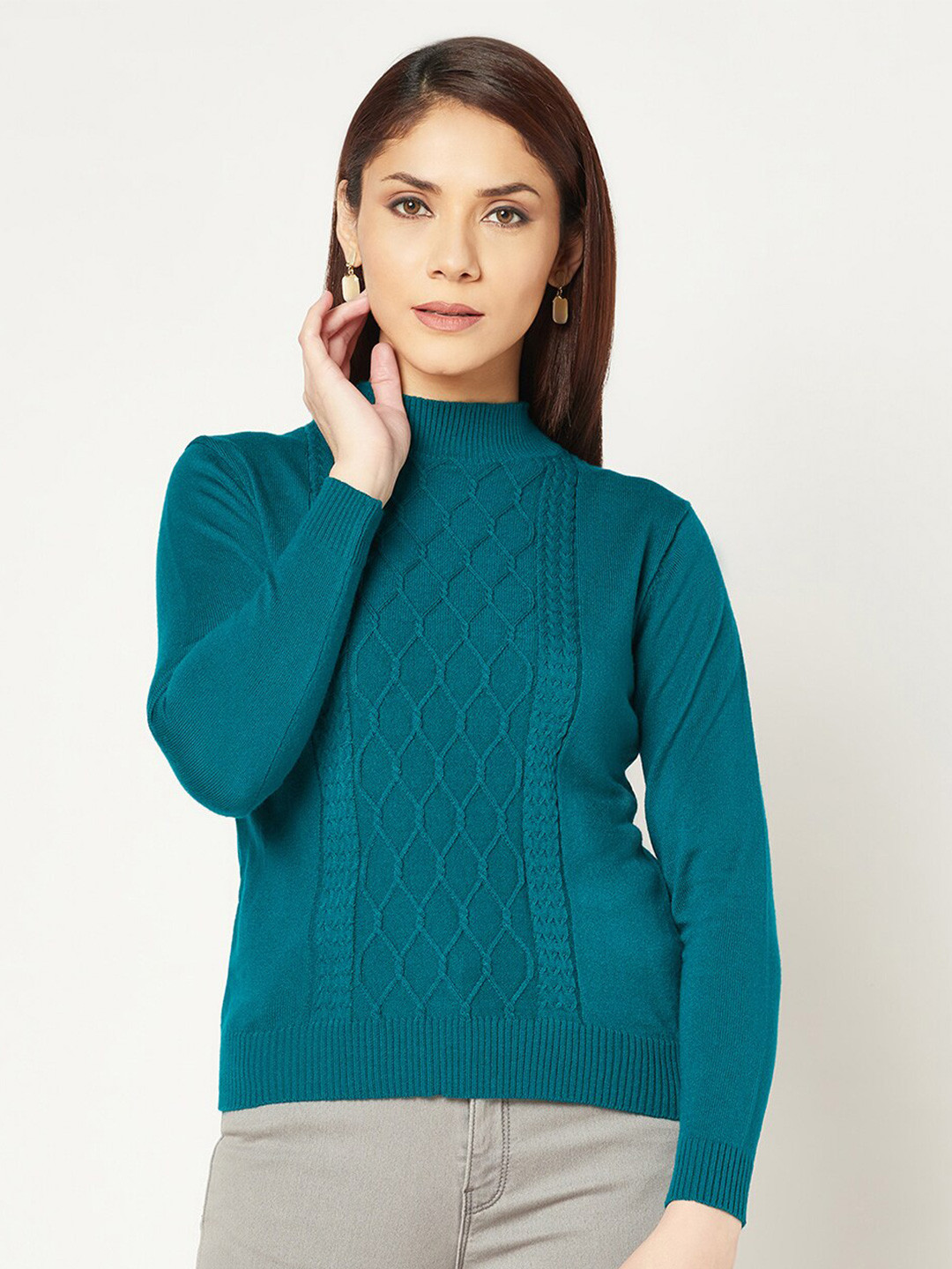 

Knitstudio Cable Knitted Woollen Pullover, Teal