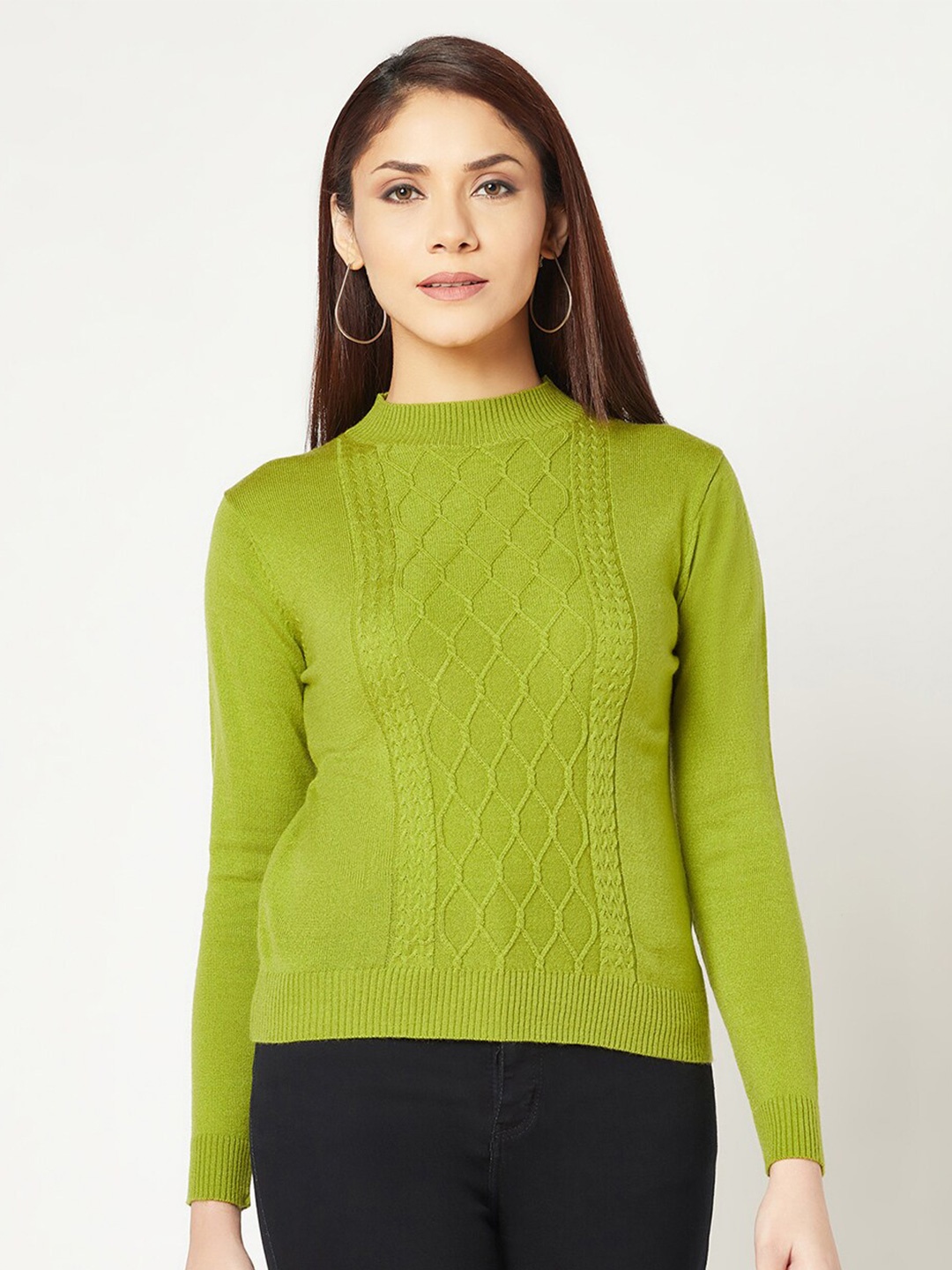

Knitstudio Cable Knit Self Design Woollen Pullover, Olive