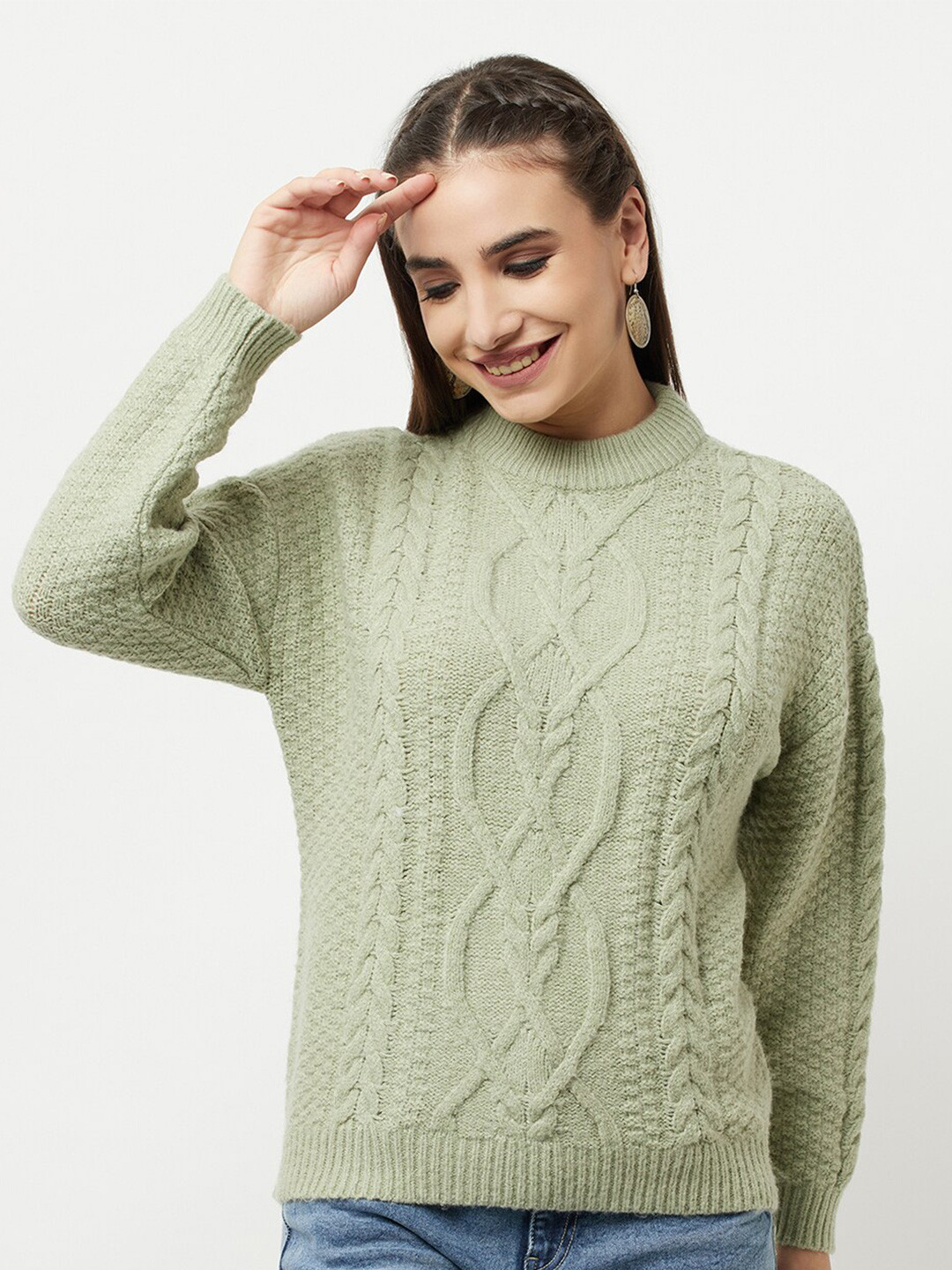 

Knitstudio Cable Knit Woollen Pullover Sweater, Green