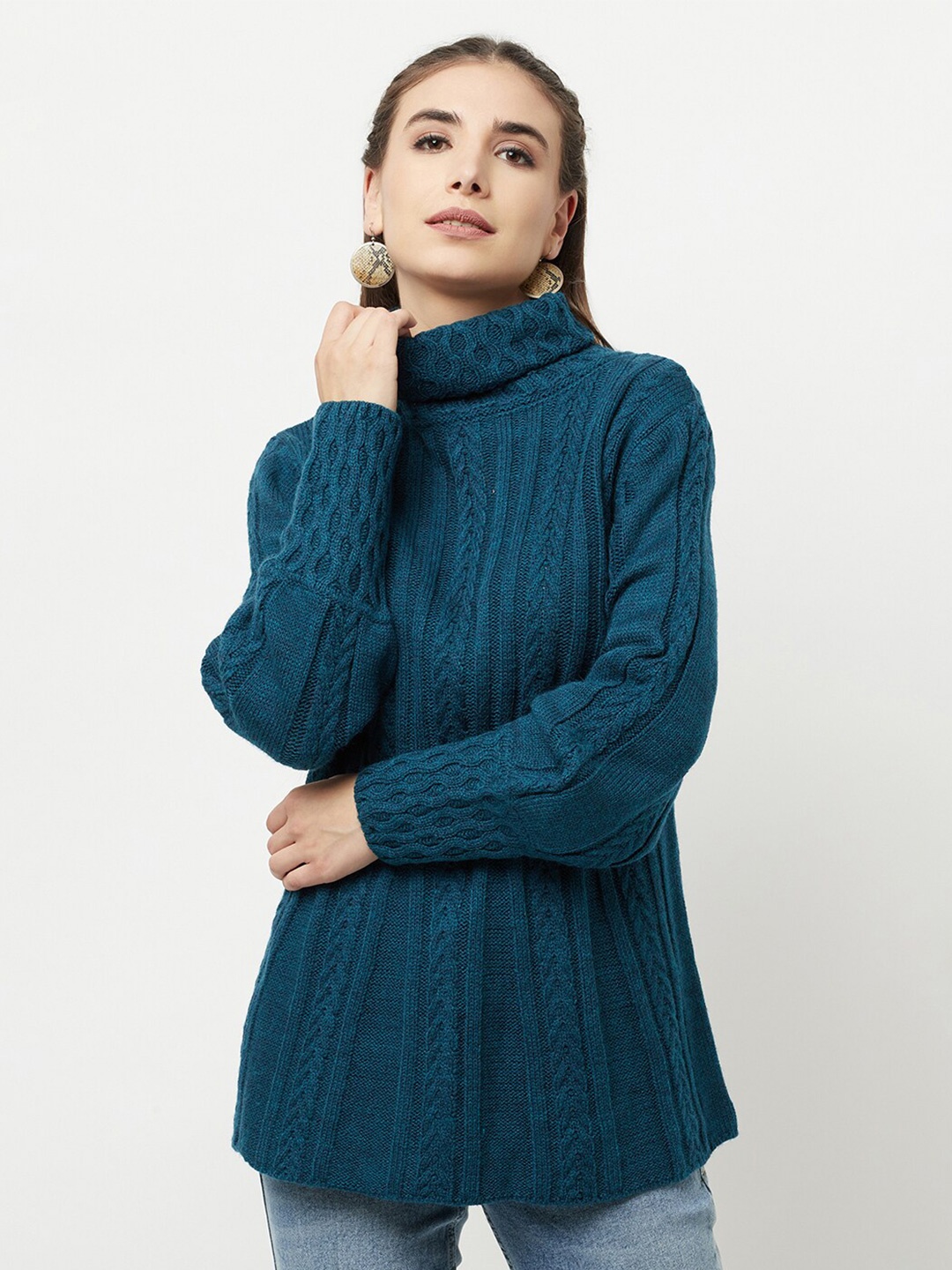 

Knitstudio Cable Knitted Woollen Pullover, Teal