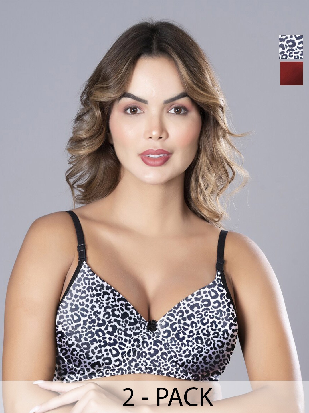 

Herryqeal Pack Of 2 Full Coverage Underwired Lightly Padded Bra, Red