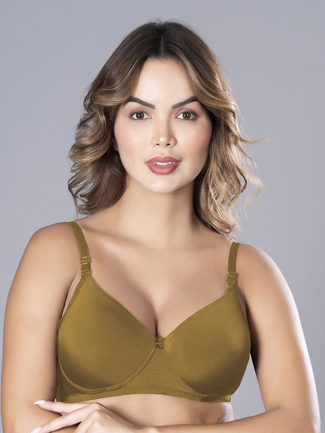 

Herryqeal Full Coverage Underwired Lightly Padded Everyday Bra With All Day Comfort, Olive