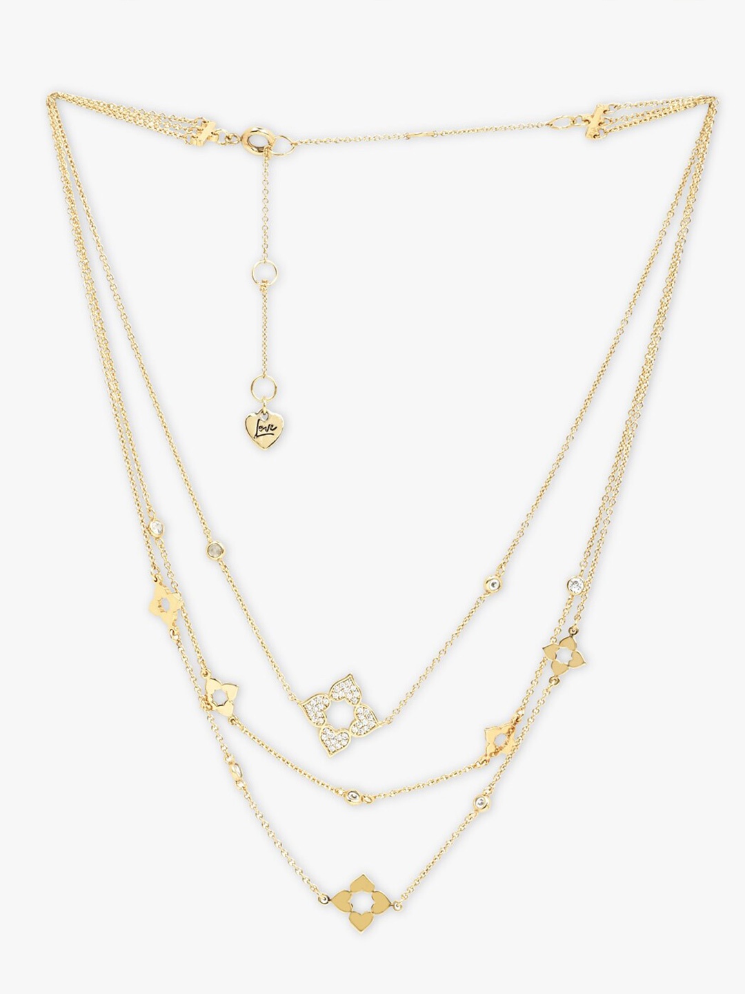 

ALDO Gold-Plated Layered Brass Stone-Studded Necklace