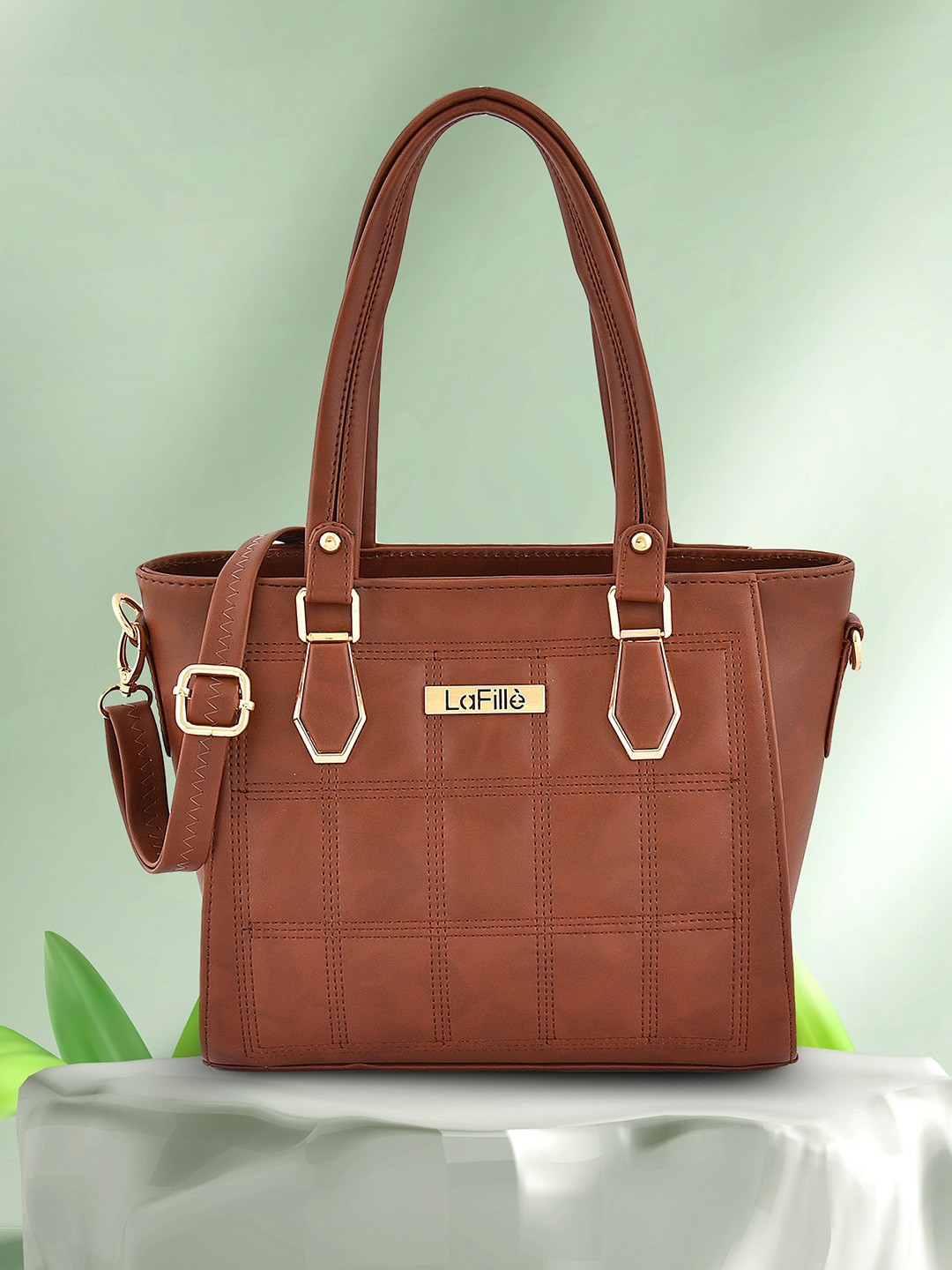 

LaFille Textured Structured Shoulder Bag, Brown