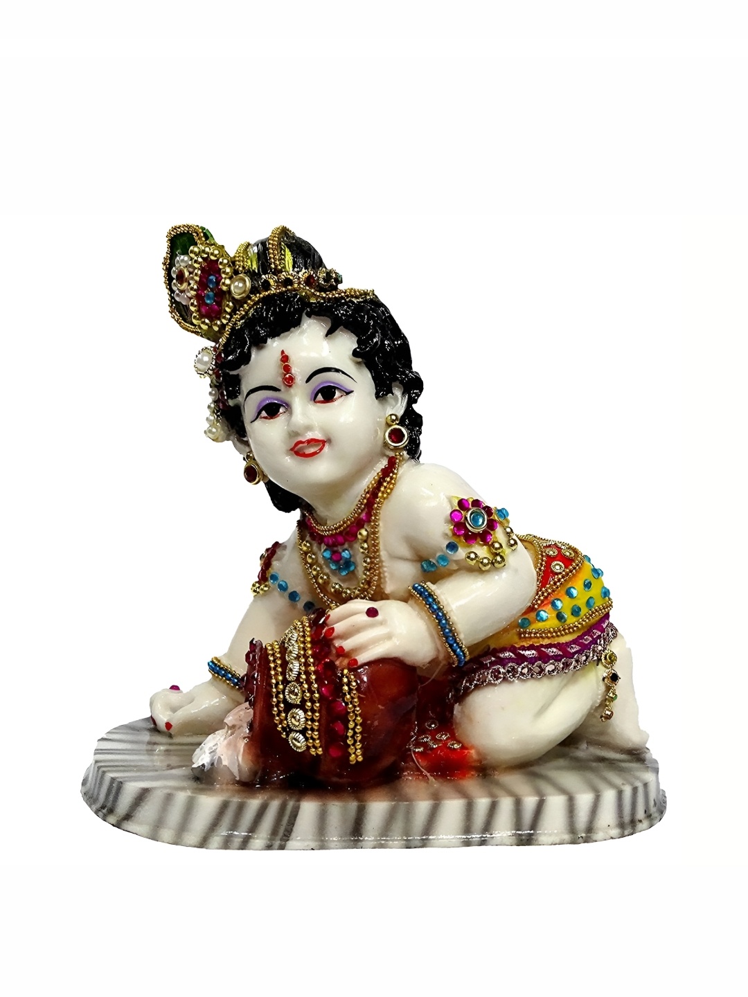 

SANKALAN CREATIONS Cream & Green Figurine Showpiece