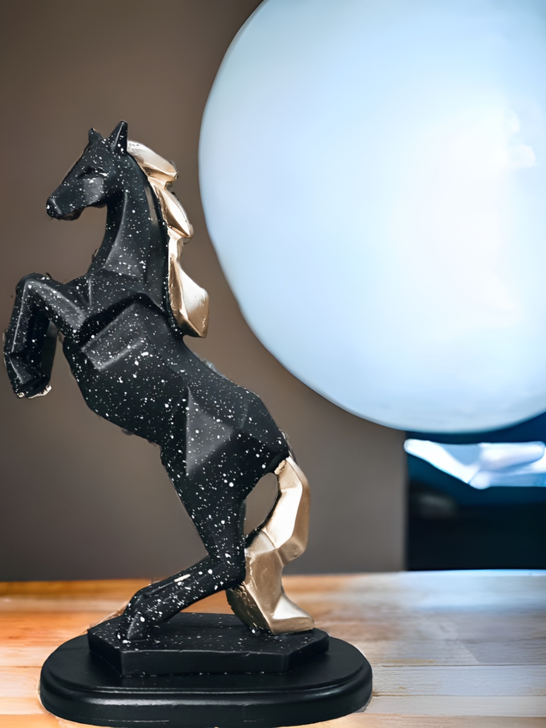 

SANKALAN CREATIONS Black Horse Figurine Showpiece