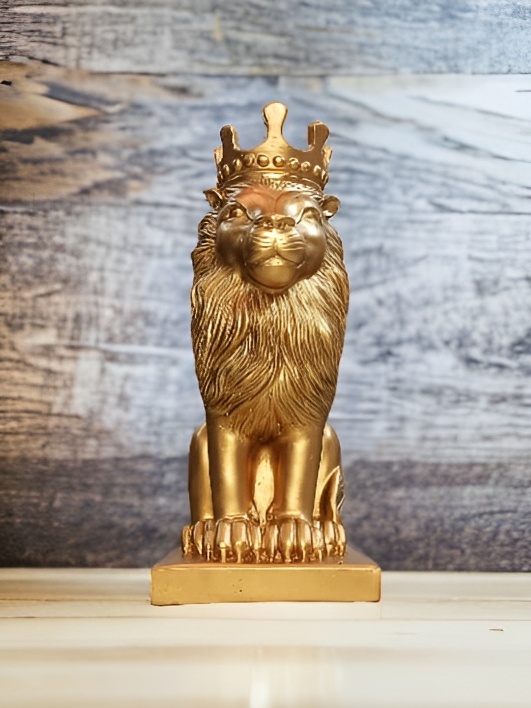 

SANKALAN CREATIONS Gold Toned Lion Figurine Showpiece