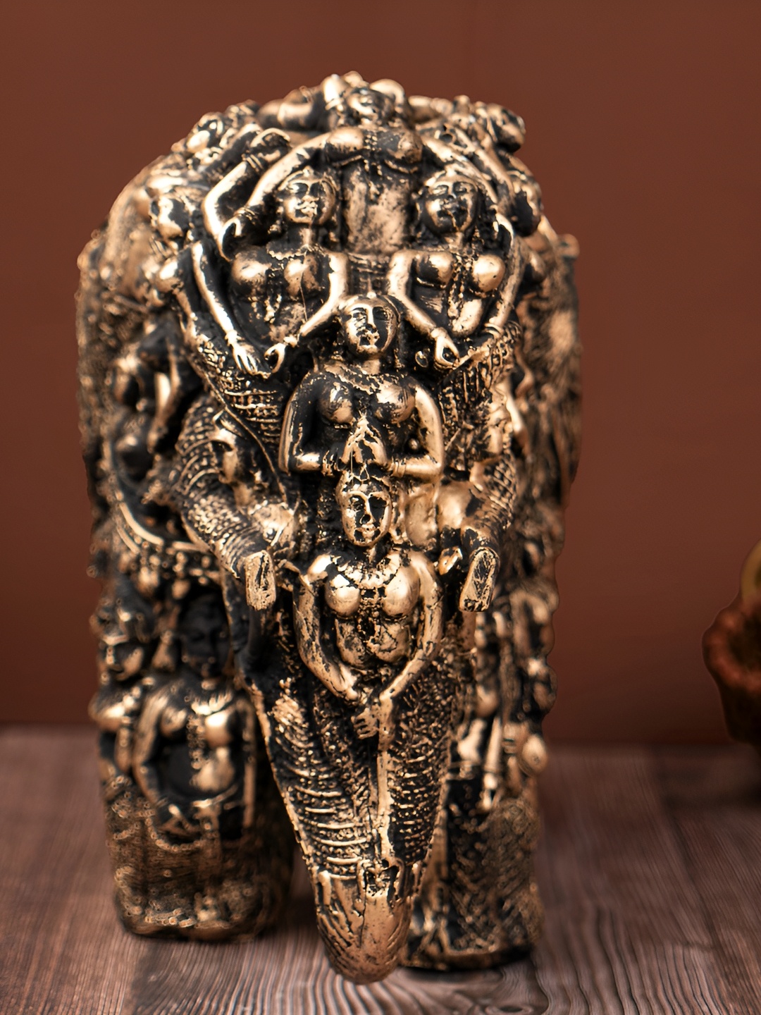 

SANKALAN CREATIONS Gold Toned Birds and Animals Elephant Figurine Showpiece