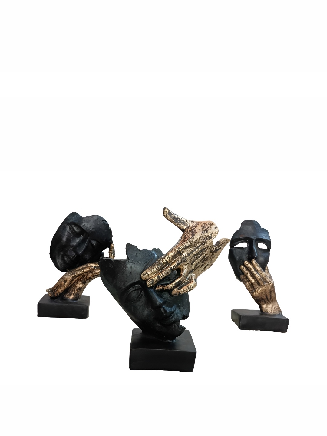 

SANKALAN CREATIONS Black Face Sculpture with Hand Figurine Showpiece