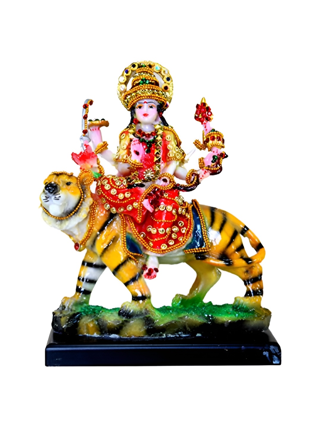 

SANKALAN CREATIONS Yellow & Red Durga Mata Idol Showpiece