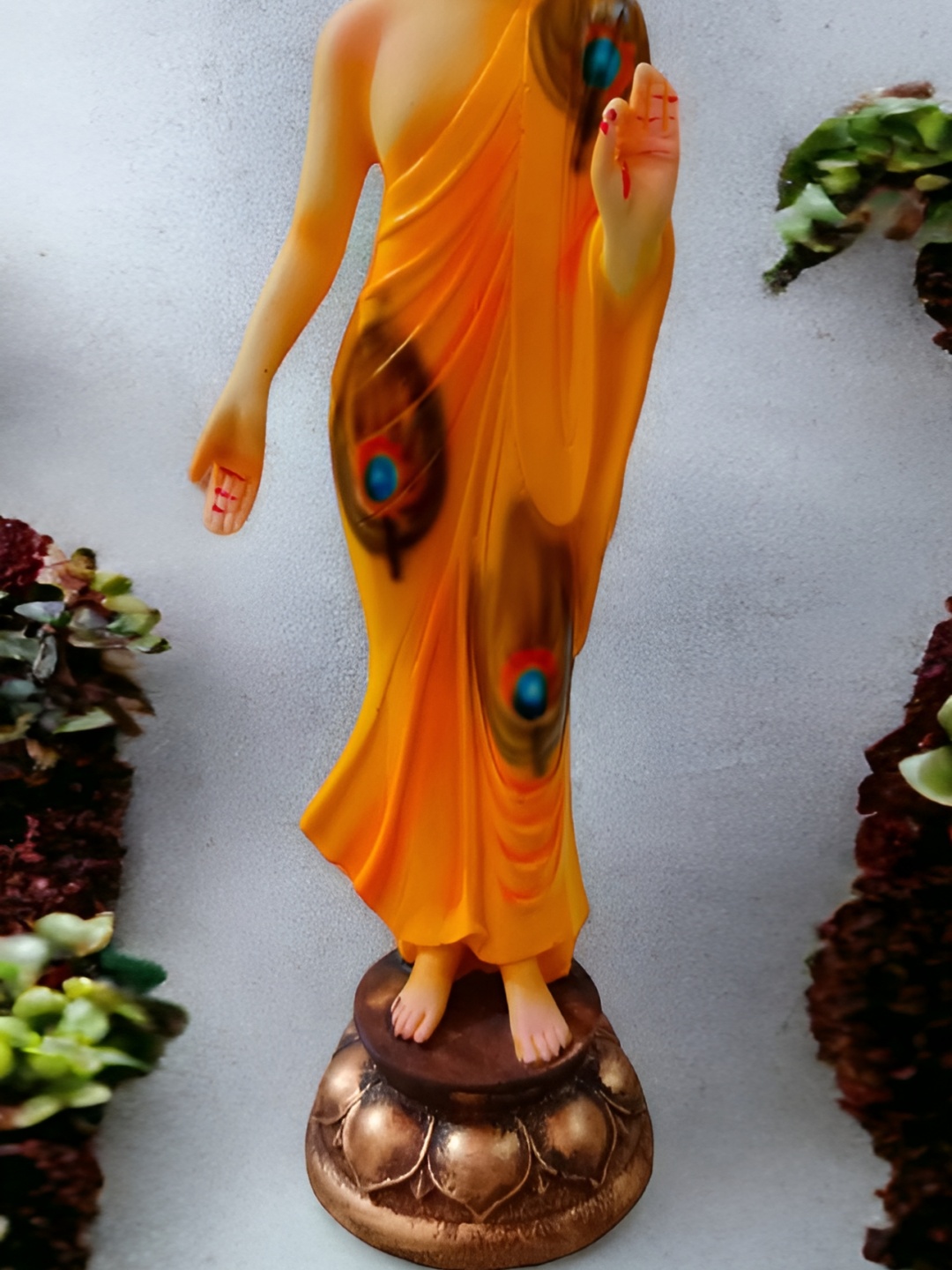 

SANKALAN CREATIONS Orange Buddha Medium Showpiece