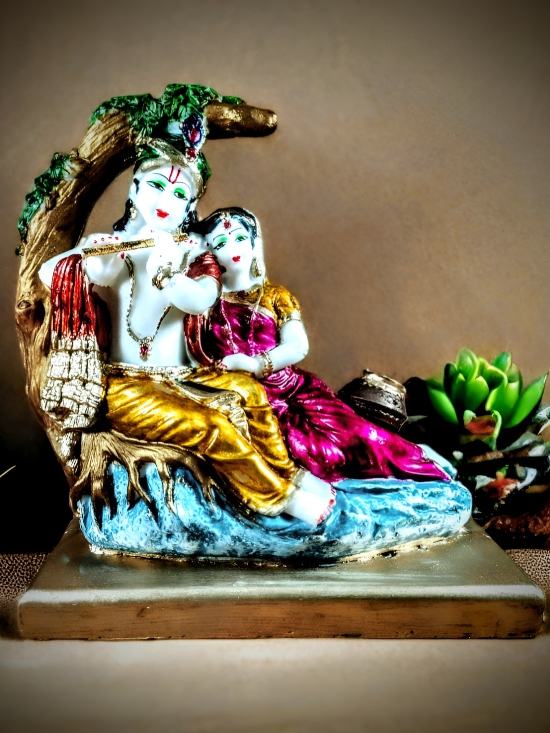 

SANKALAN CREATIONS Pink & White Radha Krishna Murti Idol Showpiece