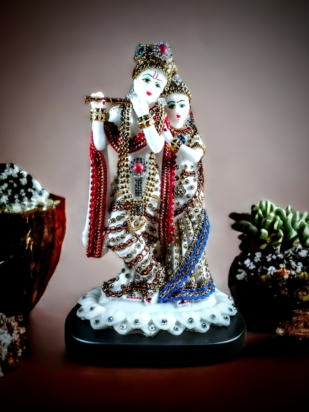 

SANKALAN CREATIONS White & Red Polyresin Lord Radha Krishna Statue Murti Idol Showpiece
