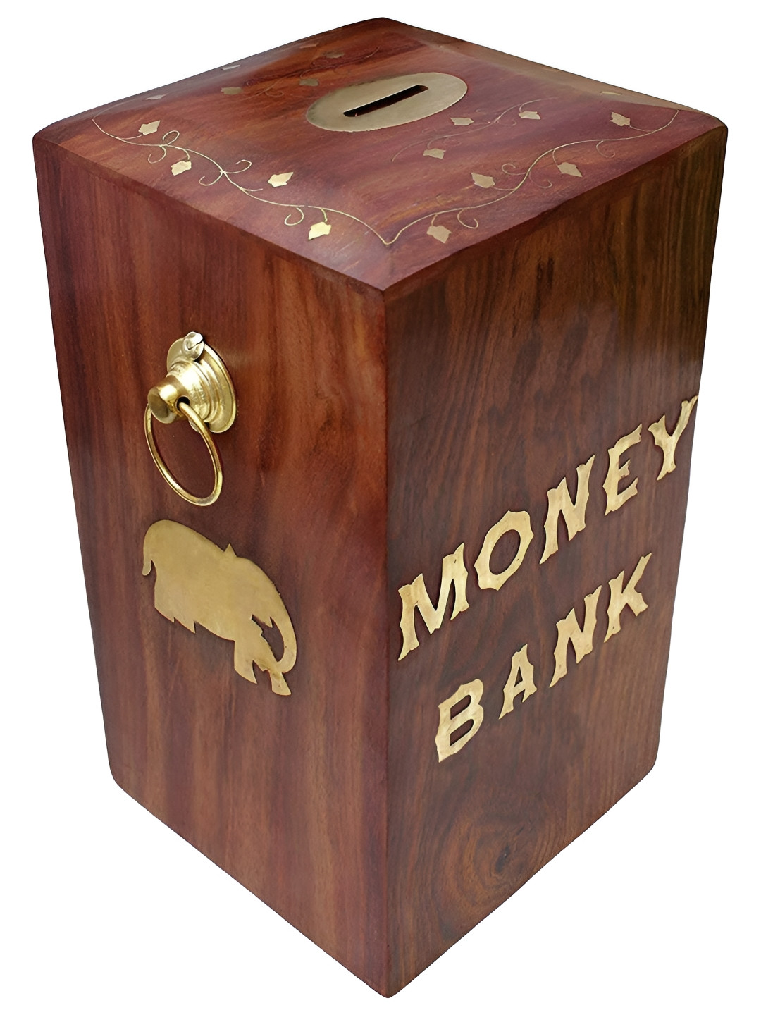 

SANKALAN CREATIONS Brown Large Piggy Wooden Bank