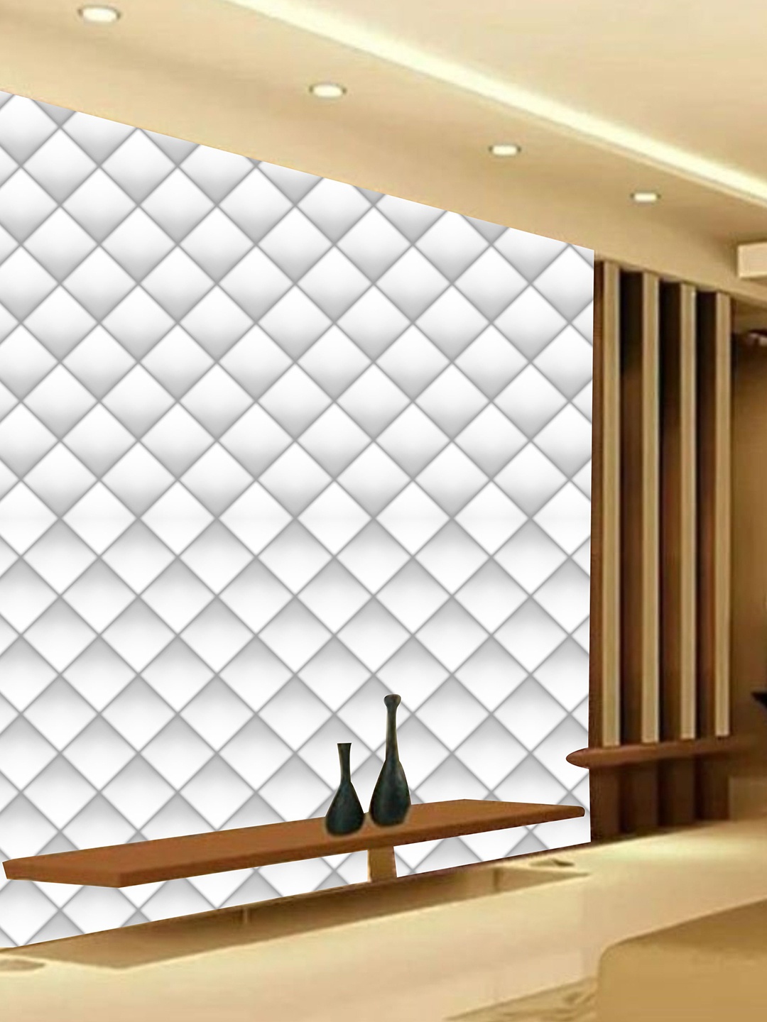 

KSHIRSA White & Grey Geometric Self Adhesive Removable Waterproof Wallpaper