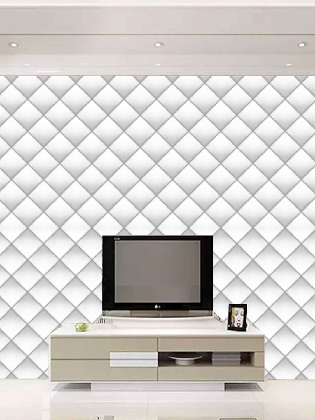 

KSHIRSA Grey & White Geometric Printed Self Adhesive Removable Waterproof Wallpaper
