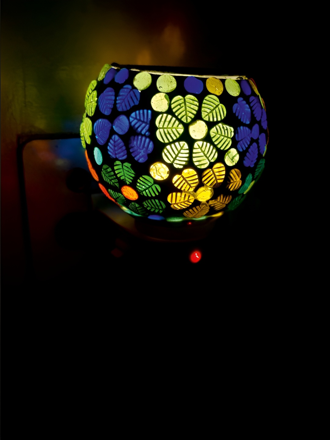 

Gojeeva White & Blue Glass Camphor Diffuser With Switch And Lamp