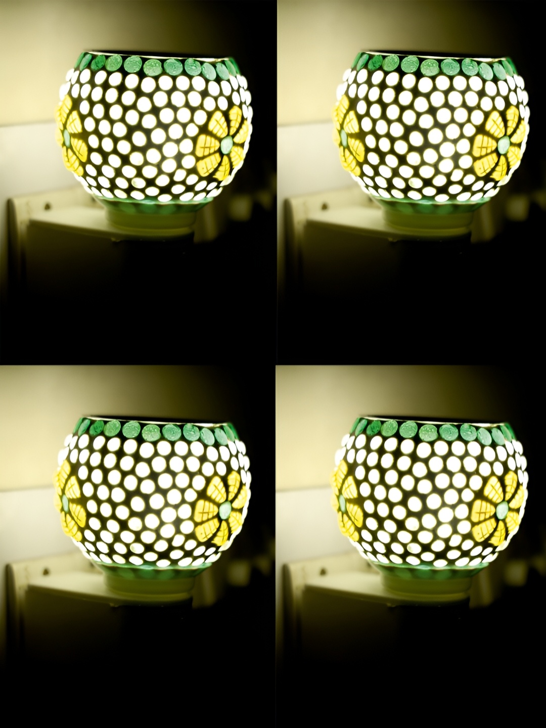 

Gojeeva White & Yellow Glass Camphor Diffuser With Switch And Lamp