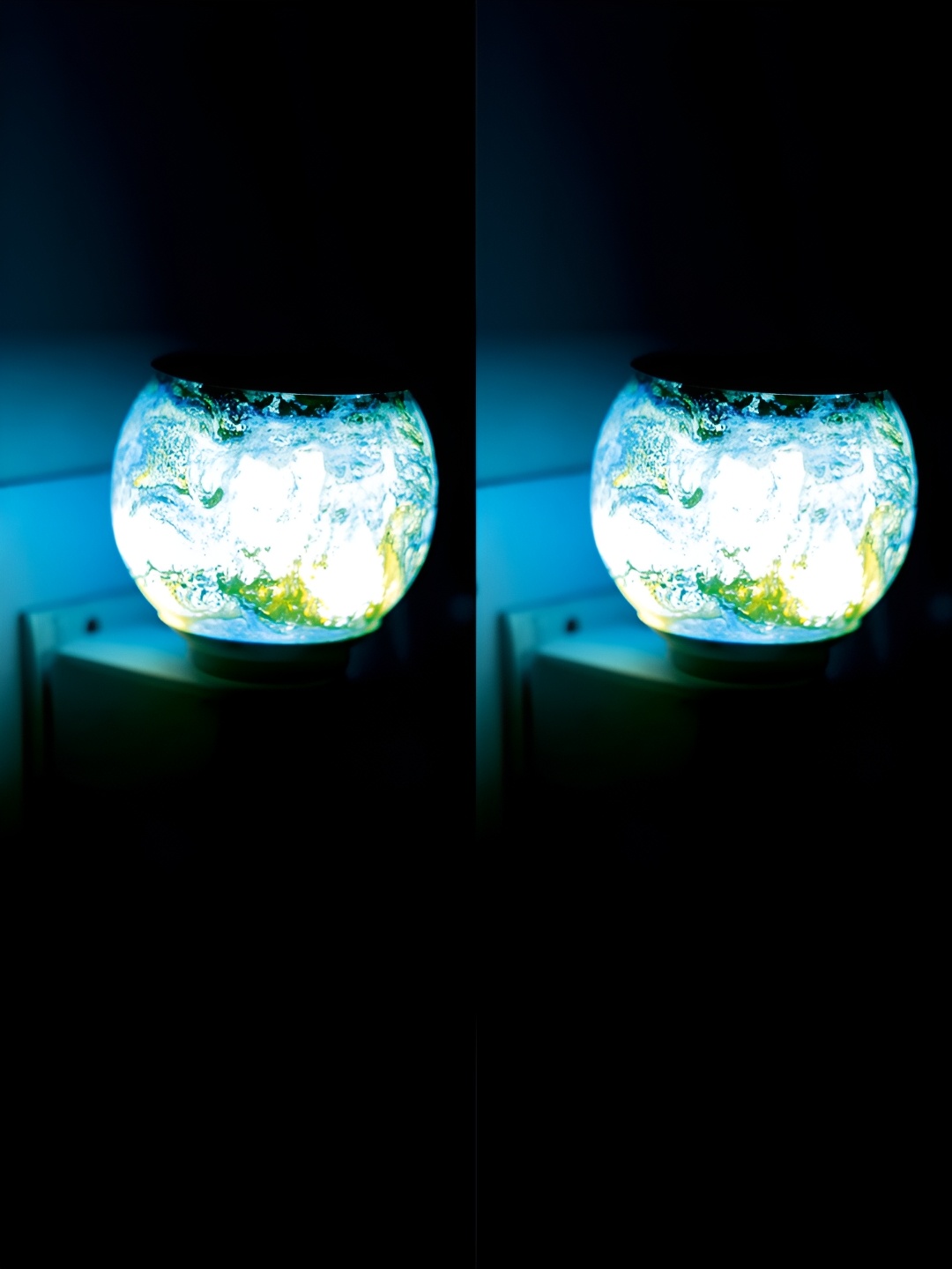 

Gojeeva Blue & White Camphor Diffuser Glass With Switch