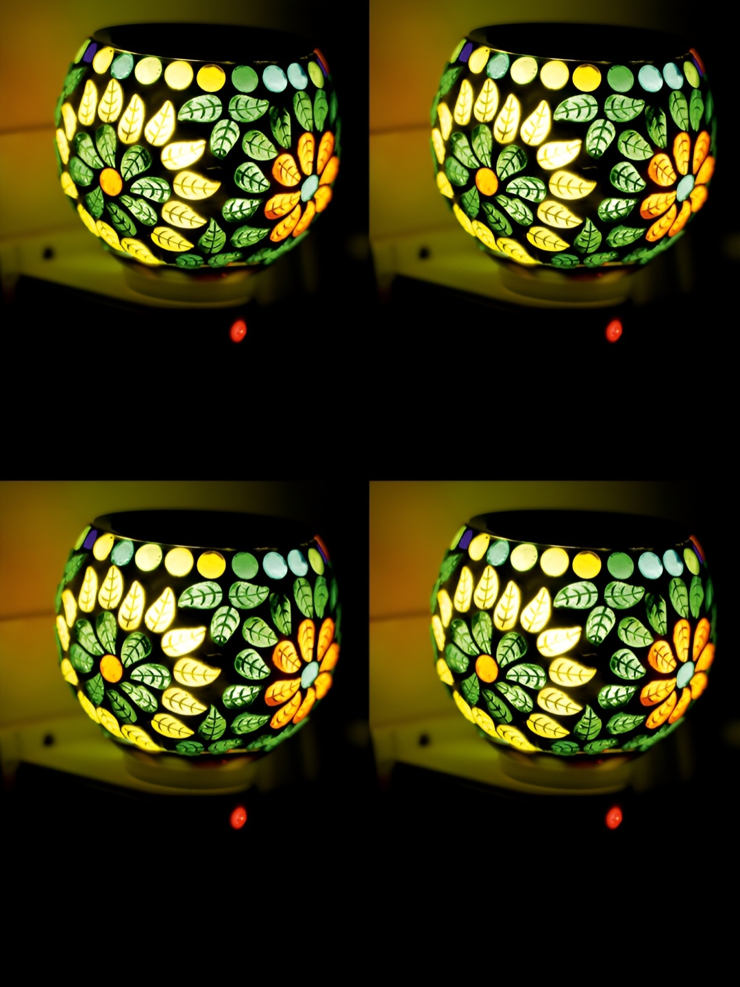 

Gojeeva White & Green Camphor Diffuser Glass With Switch