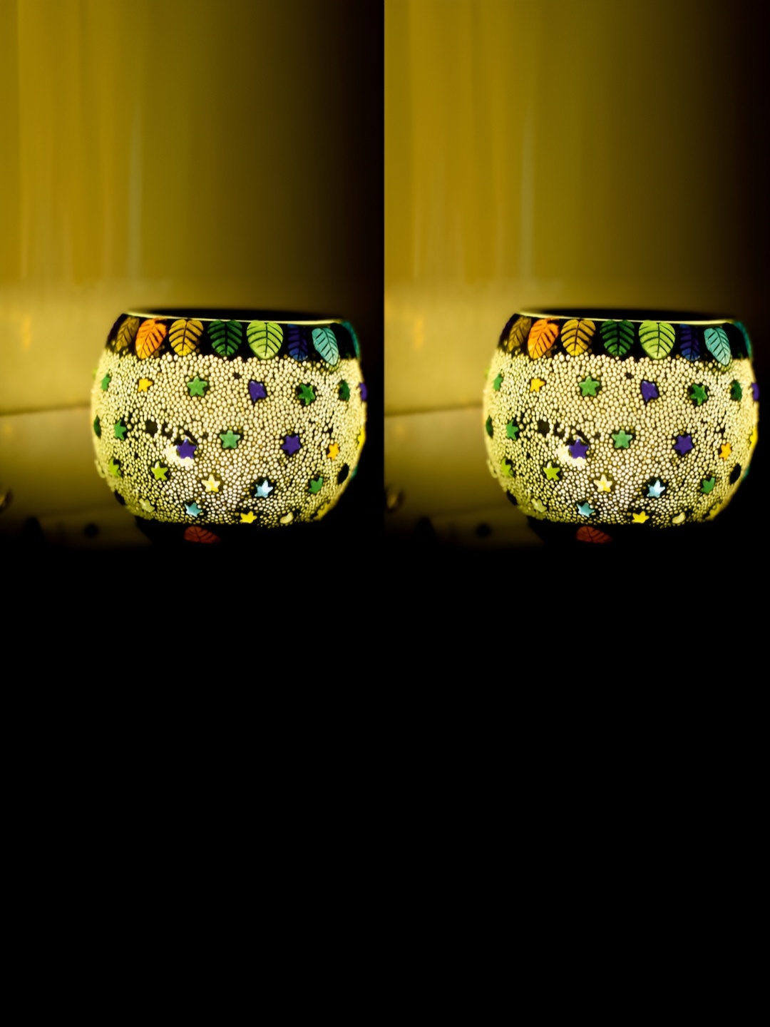 

Gojeeva White & Yellow 2 Pcs Camphor Diffuser Glass With Switch