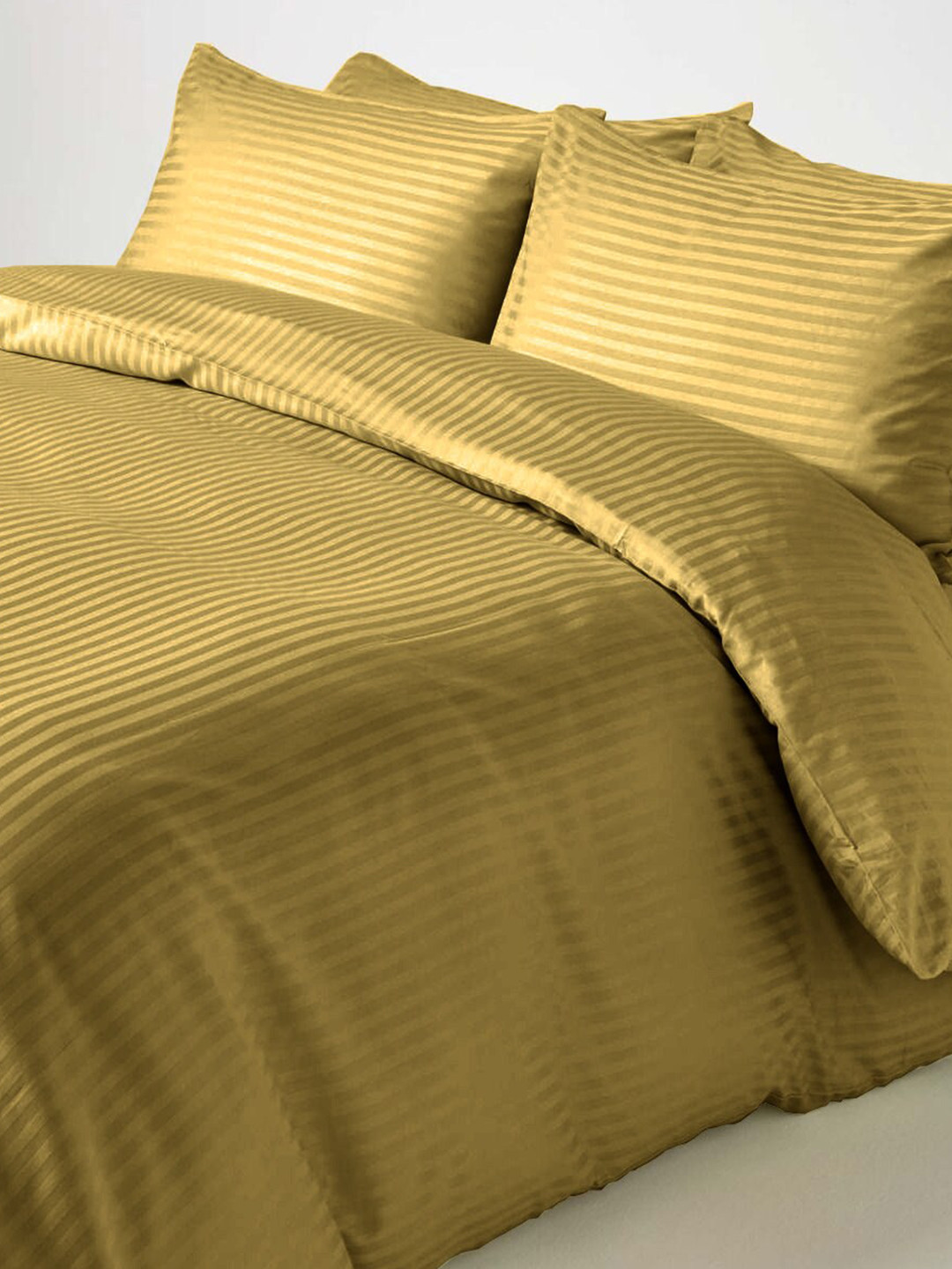 

Aura Bani Mustard Striped Pure Cotton 210 TC Queen Bedsheet with 2 Pillow Covers