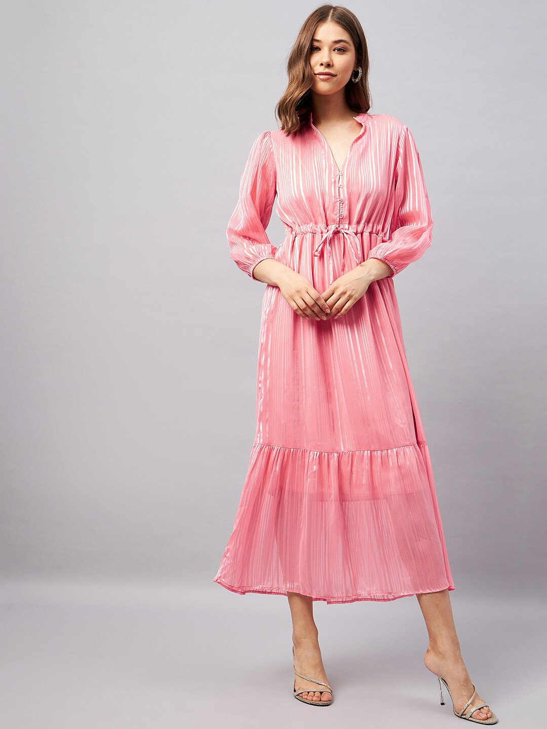 

Chemistry Striped Georgette A-line Dress, Pink