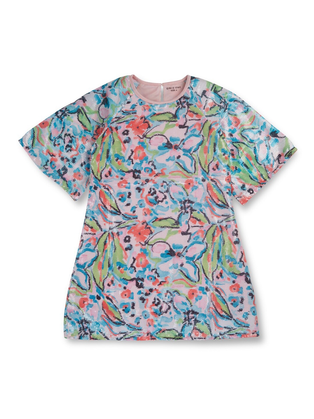

Gini and Jony Pink Print Three-Quarter Dress