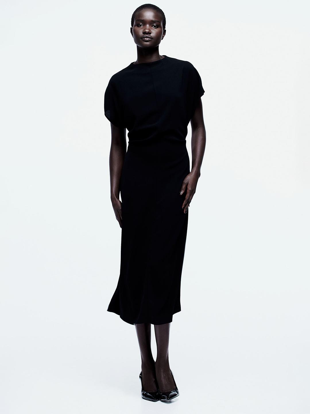 

H&M Tapered-Waist Dress, Black