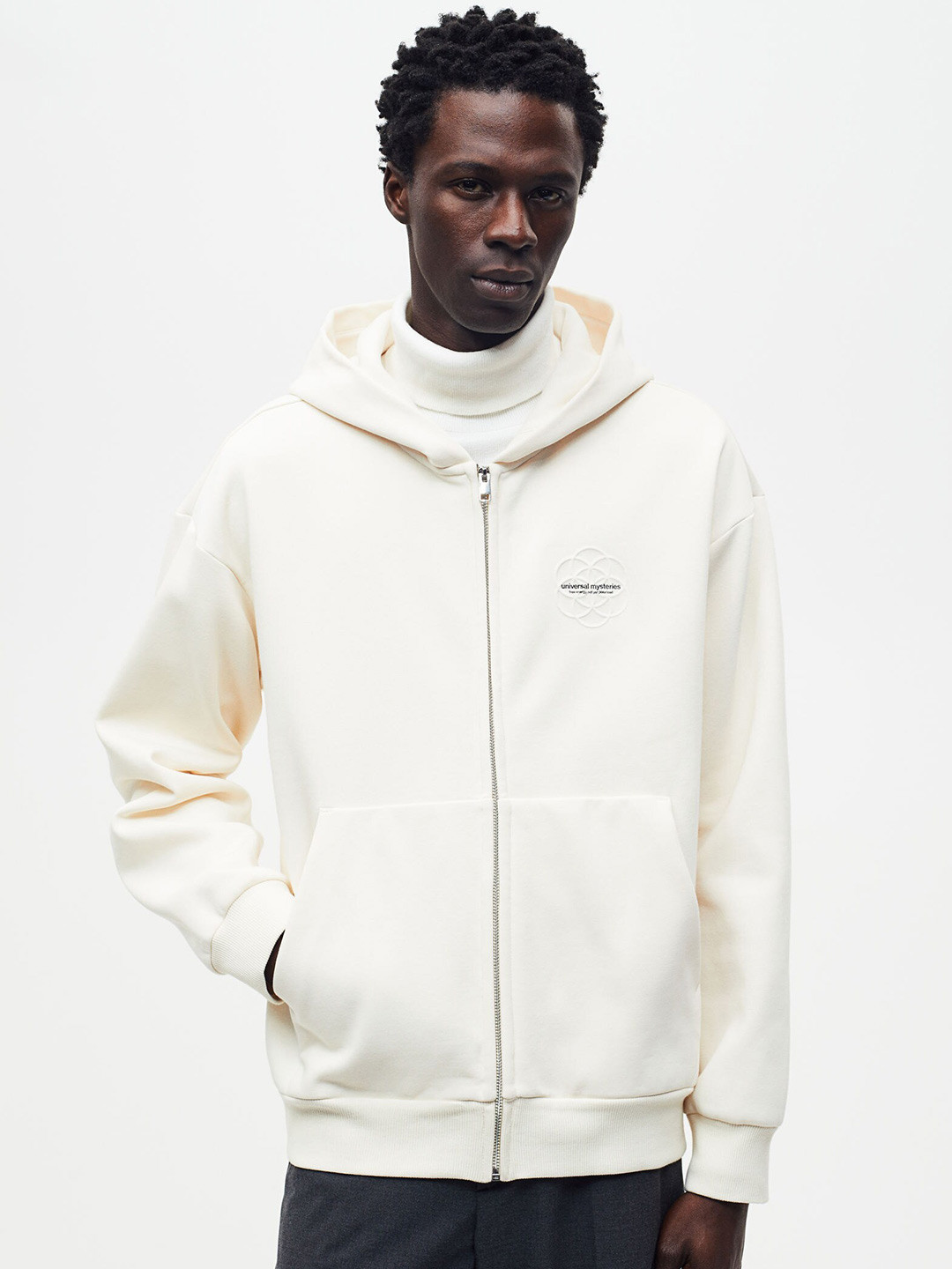 

H&M Loose Fit Zip-Through Hoodie, Beige
