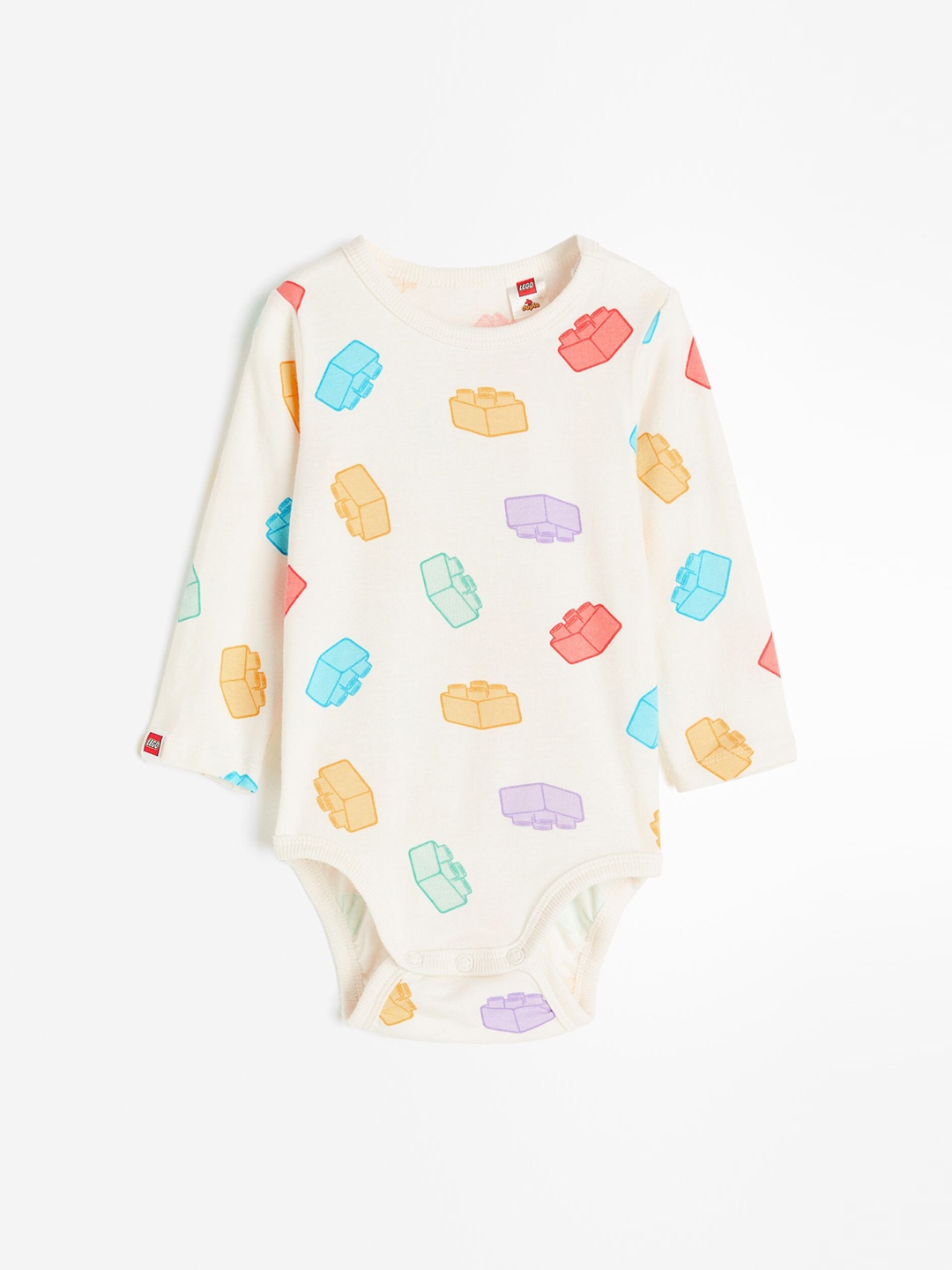 

H&M Boys Patterned Long-Sleeved Bodysuit, White