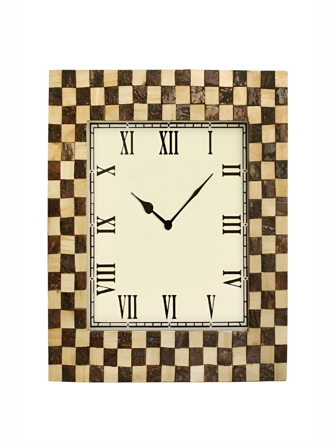 

Ancient Clock Makers Brown & Beige Textured Square Wooden Traditional Analogue Wall Clock