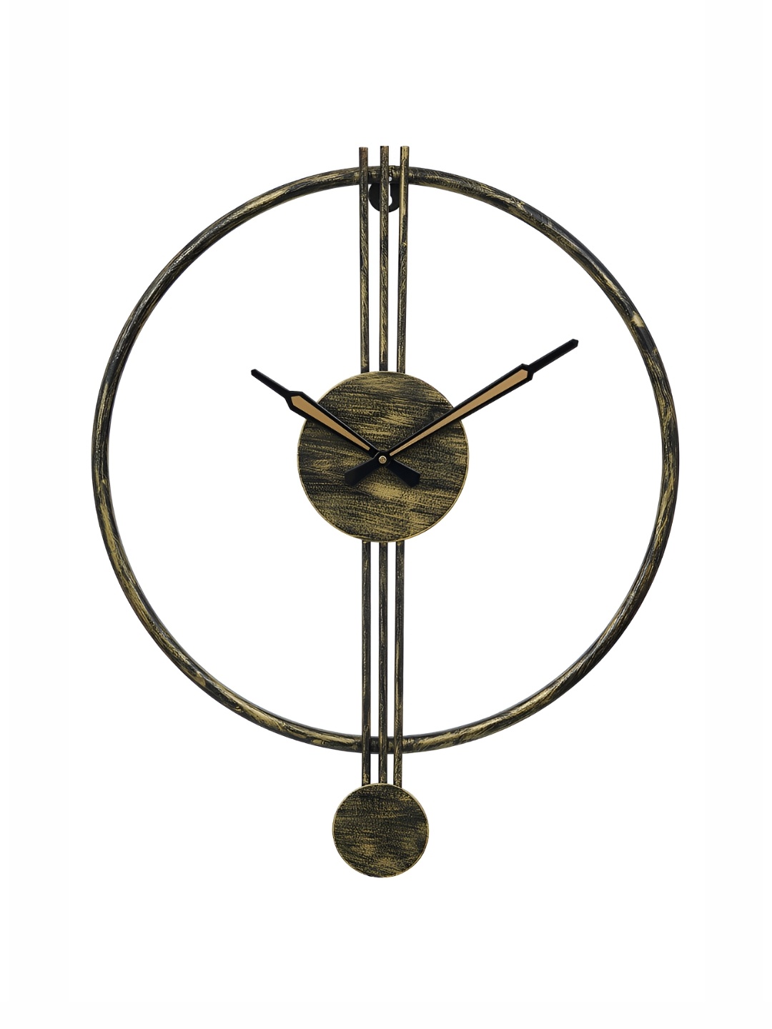 

Ancient Clock Makers Gold Toned Solid Round Contemporary Pendulum Analogue Wall Clock