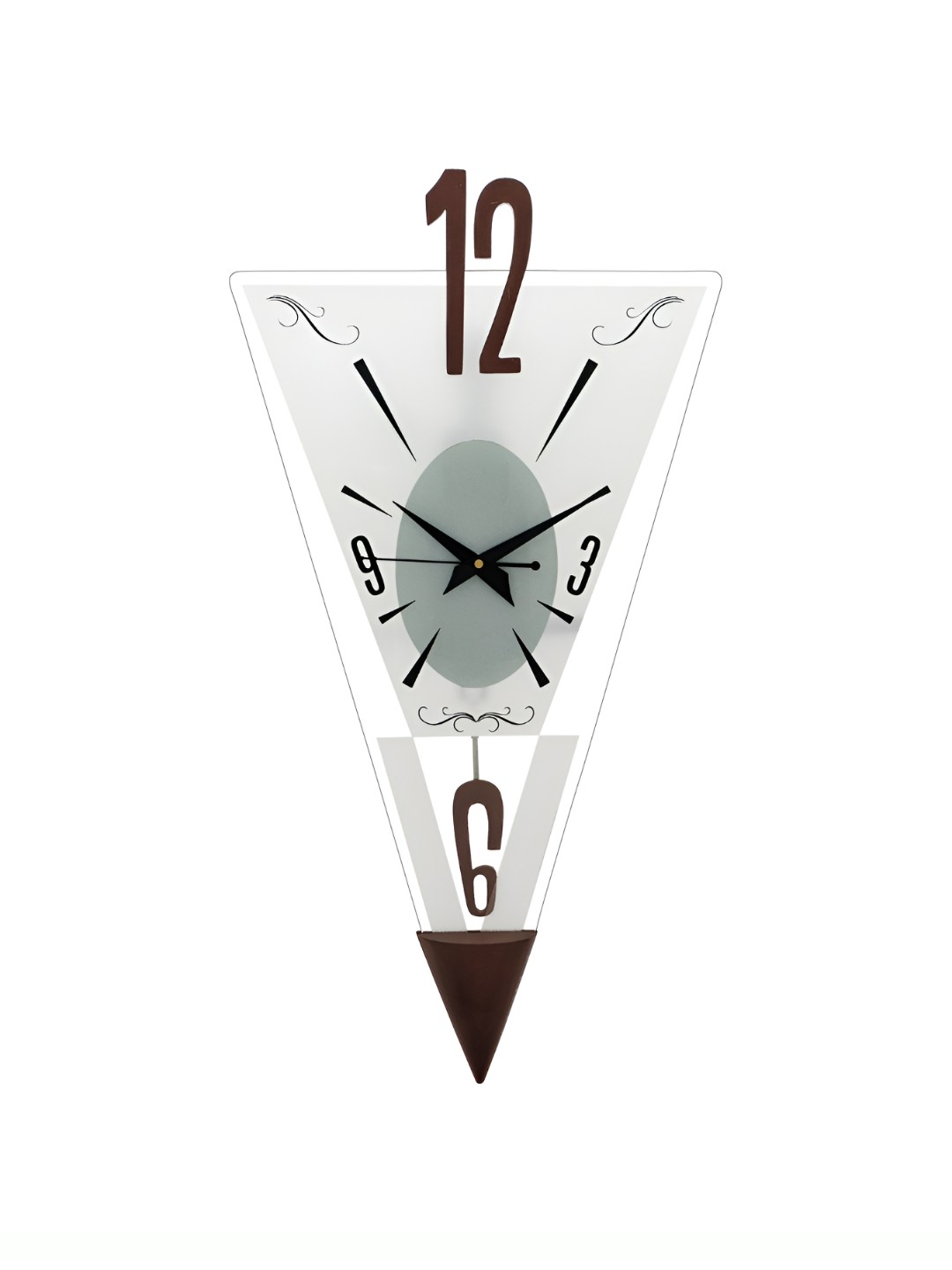 

Ancient Clock Makers White & Brown Abstract Shaped Pendulum Wall Clock