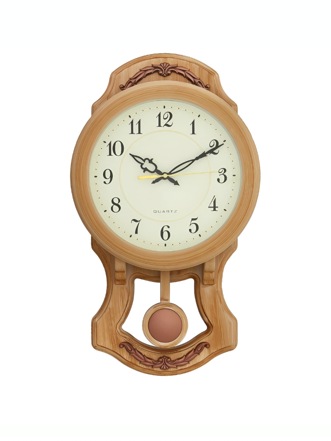 

Ancient Clock Makers Yellow Traditional Pendulum Oval Wall Clock