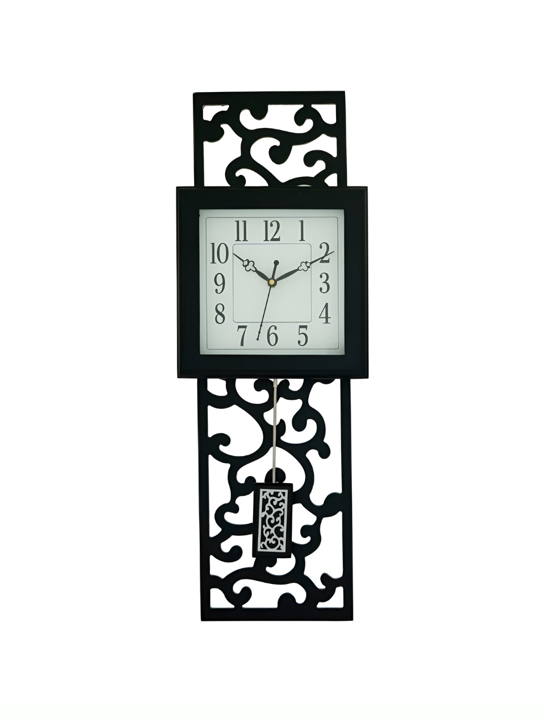 

Ancient Clock Makers Black Textured Square Contemporary Pendulum Analogue Wall Clock
