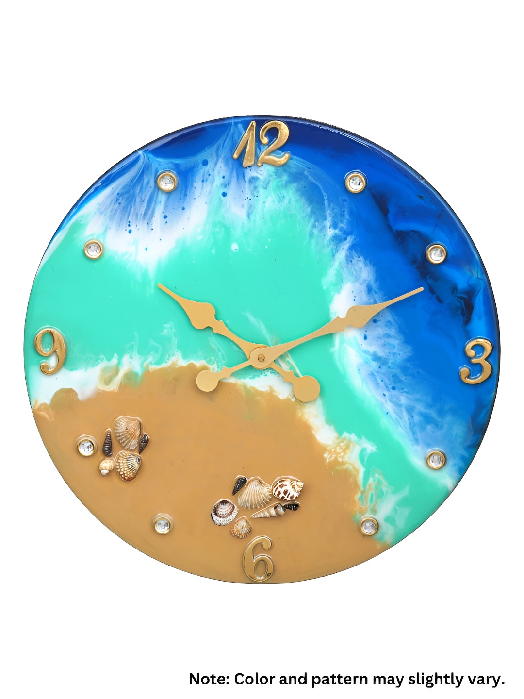 

Ancient Clock Makers Brown & Blue Printed Round Resin Traditional Analogue Wall Clock