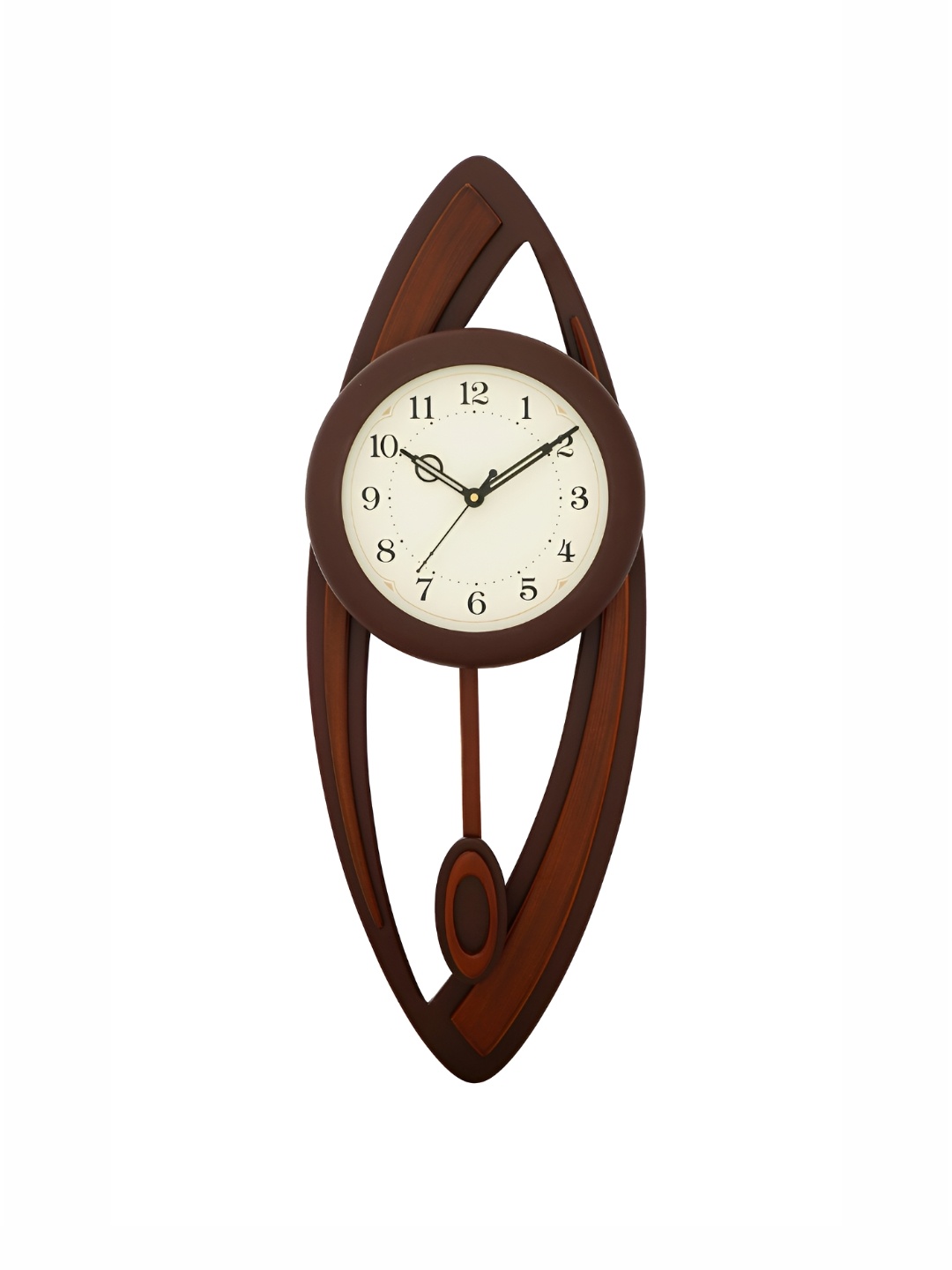 

Ancient Clock Makers Brown Contemporary Pendulum Oval Wooden Wall Clock