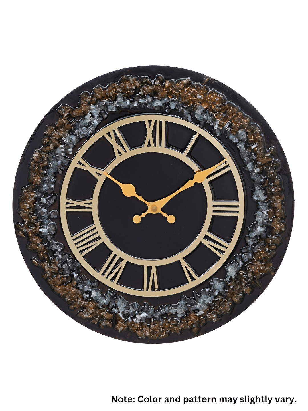 

Ancient Clock Makers Black Textured Round Resin Traditional Analogue Wall Clock