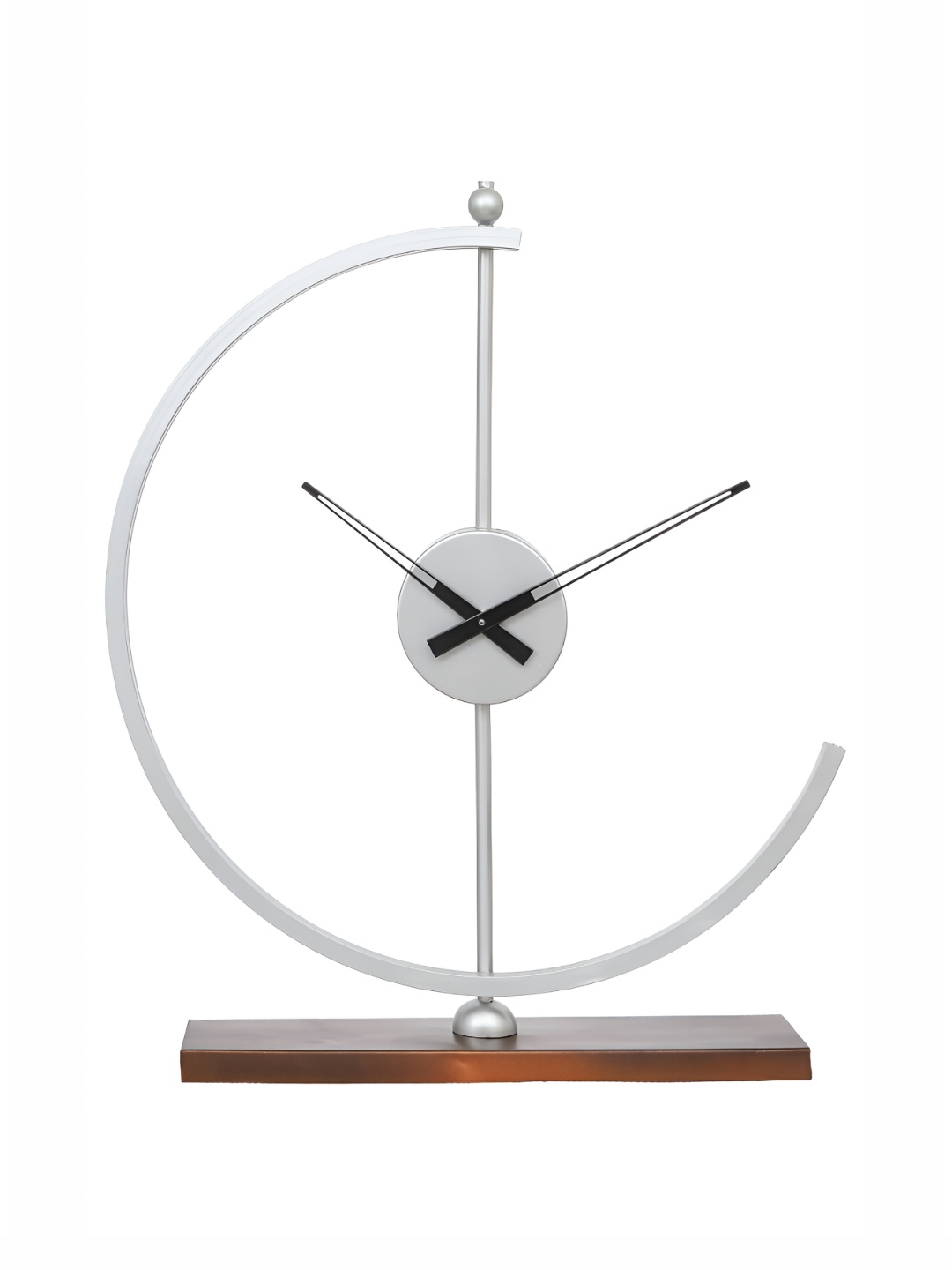 

Ancient Clock Makers Silver Toned Solid Abstract Contemporary Analogue Table Clock