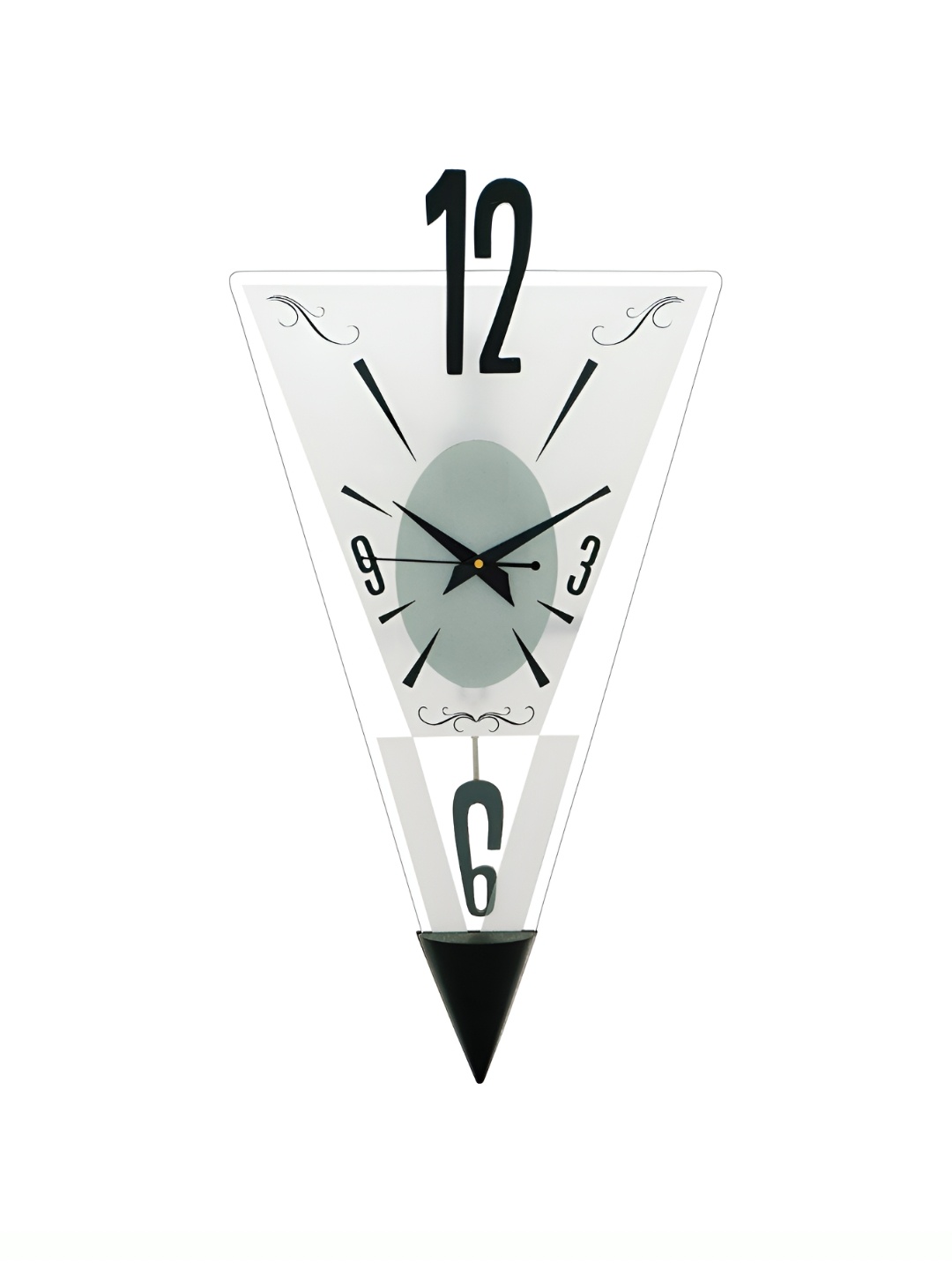 

Ancient Clock Makers Black Abstract Shaped Contemporary Pendulum Wooden Wall Clock