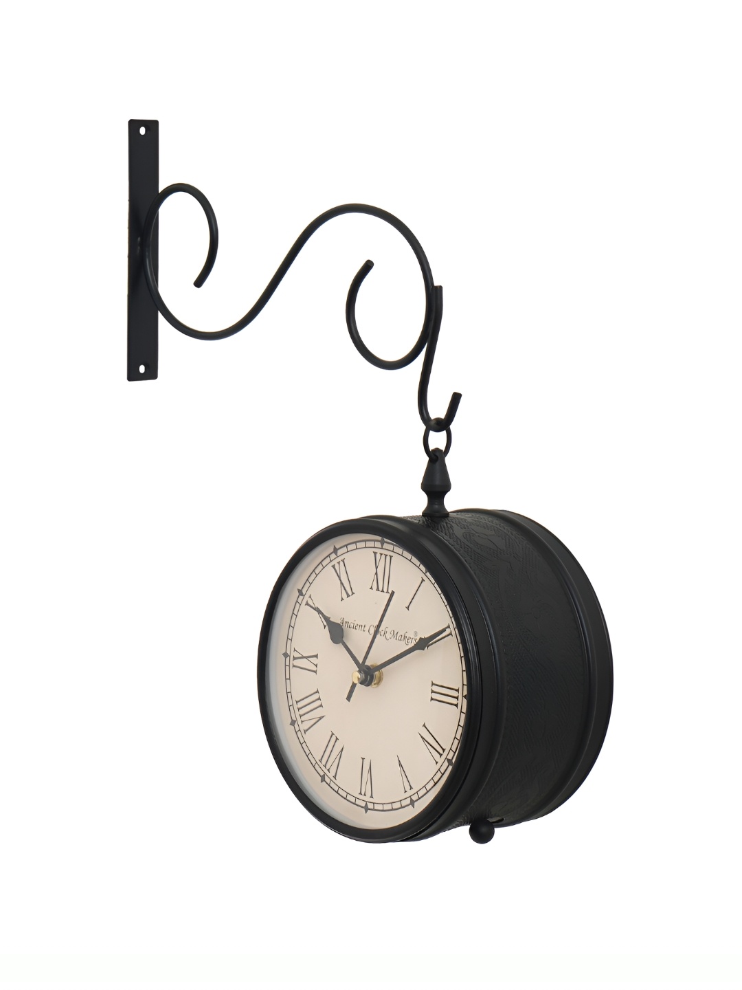 

Ancient Clock Makers Black & White Textured Round Contemporary Wall Clock