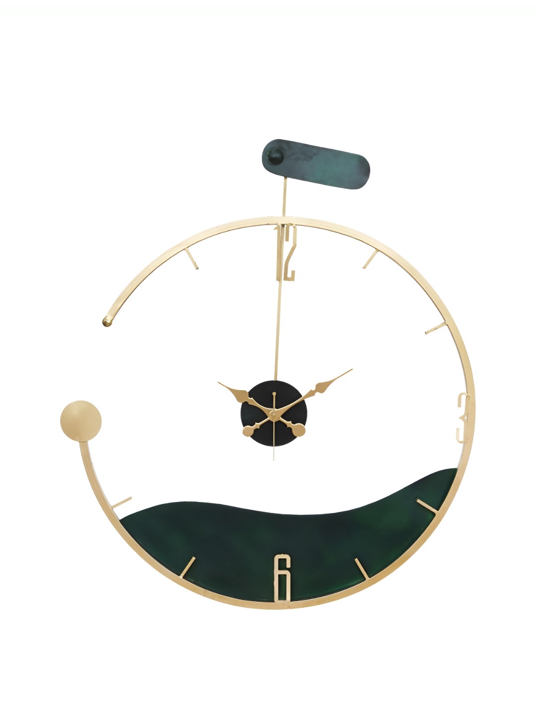 

Ancient Clock Makers Gold-Toned & Green Textured Round Contemporary Wall Clock