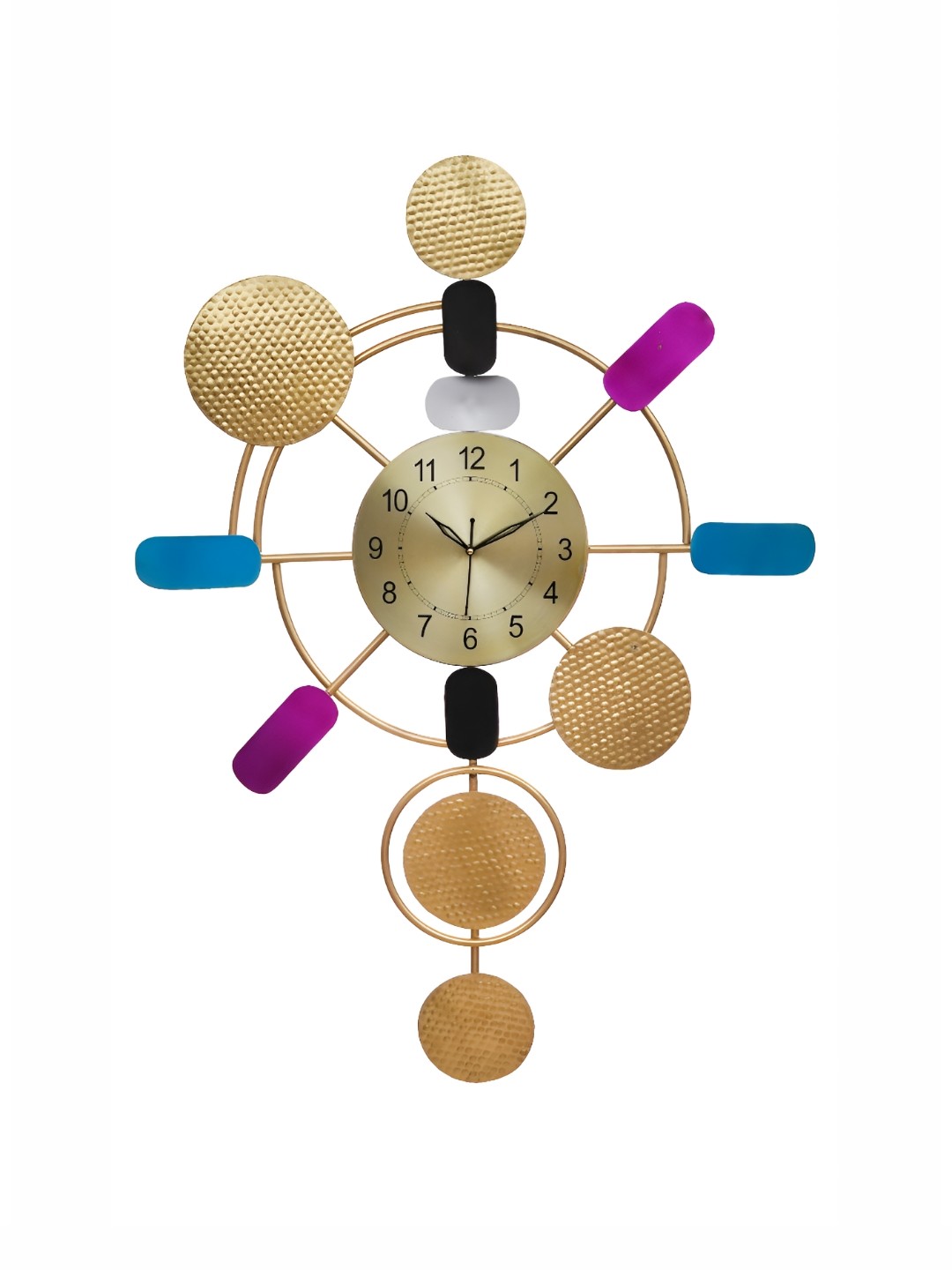 

Ancient Clock Makers Gold toned & Blue Textured Round Traditional Wall Clock