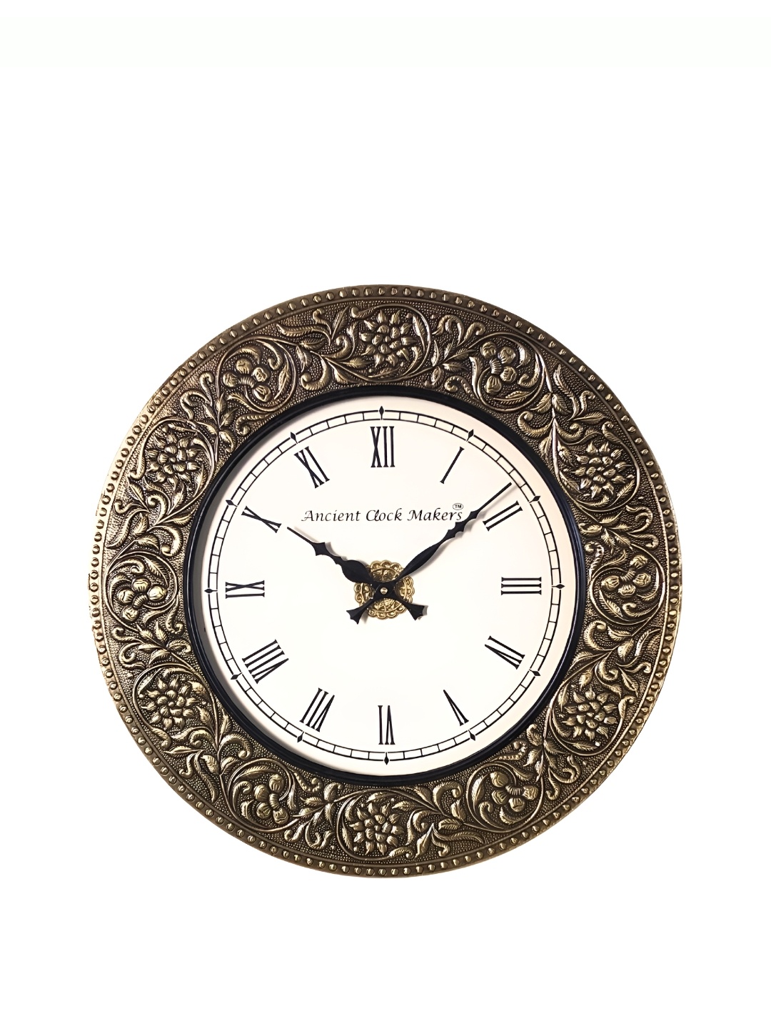 

Ancient Clock Makers Gold-Toned Textured Spherical Traditional Wall Clock