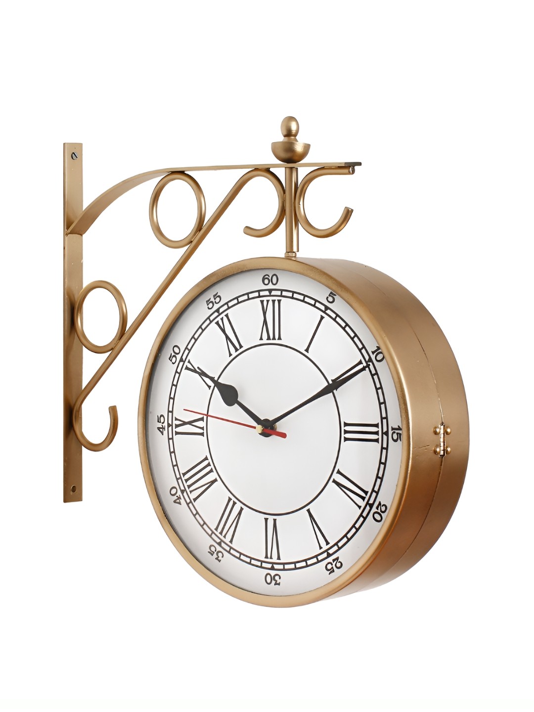 

Ancient Clock Makers Gold Toned & White Textured Round Traditional Wall Clock